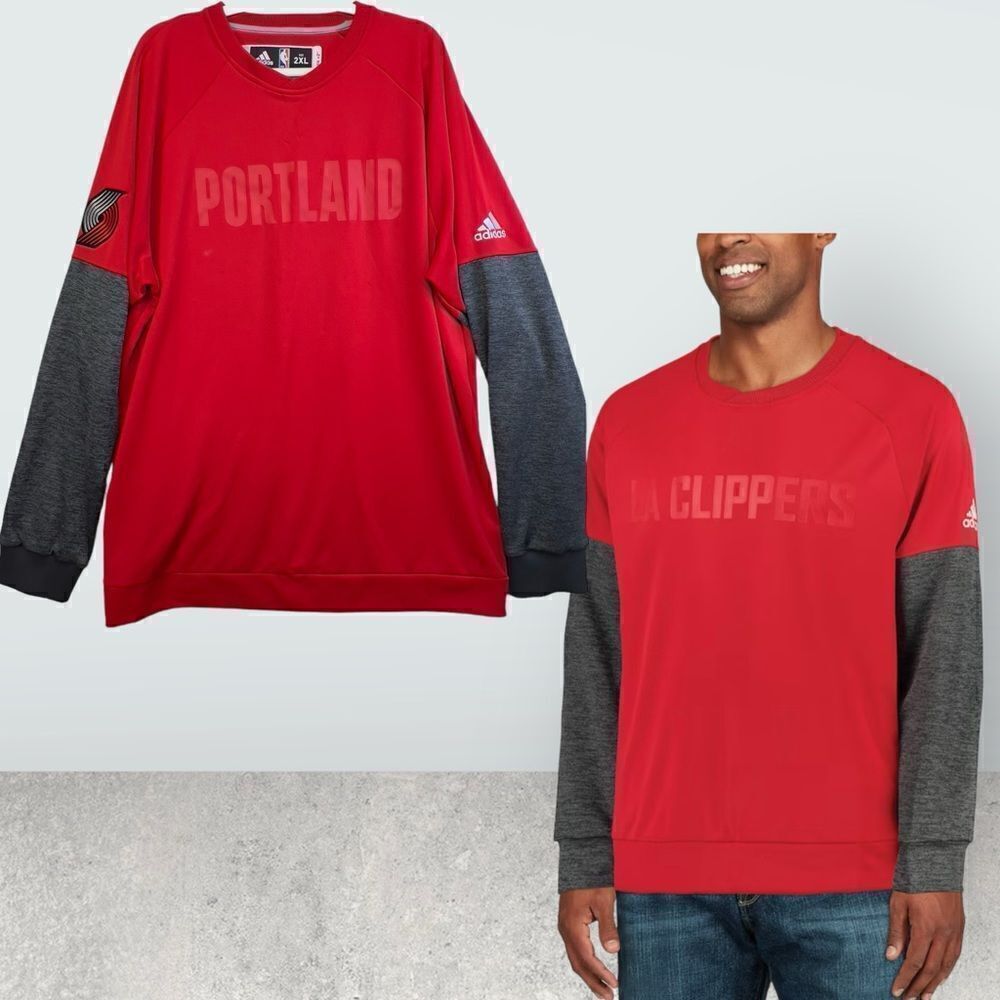 NBA Men's Portland Trailblazer adidas Red Pullover oversized Sweatshirt 2XL